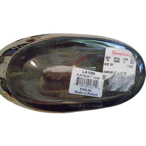 LA1055 Platinum 7" Vase MSRP $100.00 Made In Poland - Picture 3 of 4